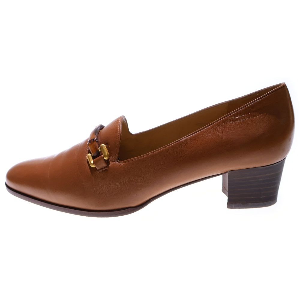 GUCCI(グッチ) バンブー ヒールローファー シューズ ブラウン レザー