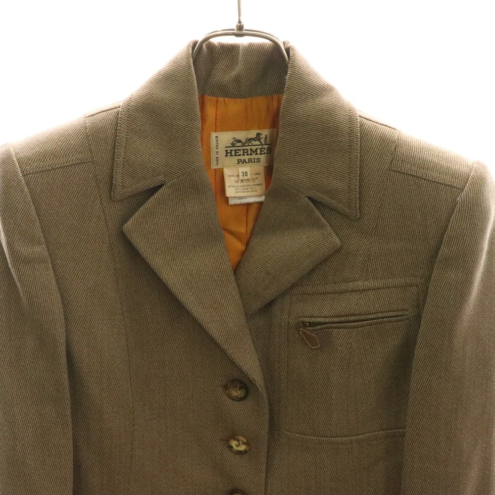 HERMES(エルメス) ウール 5B パネルデザイン テーラードジャケット ブラウン