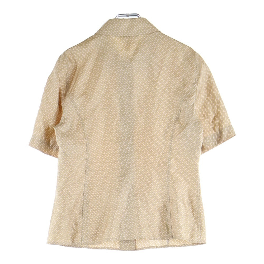 HERMES(エルメス) Hロゴ総柄プリント シルク 半袖シャツ ベージュ レディース