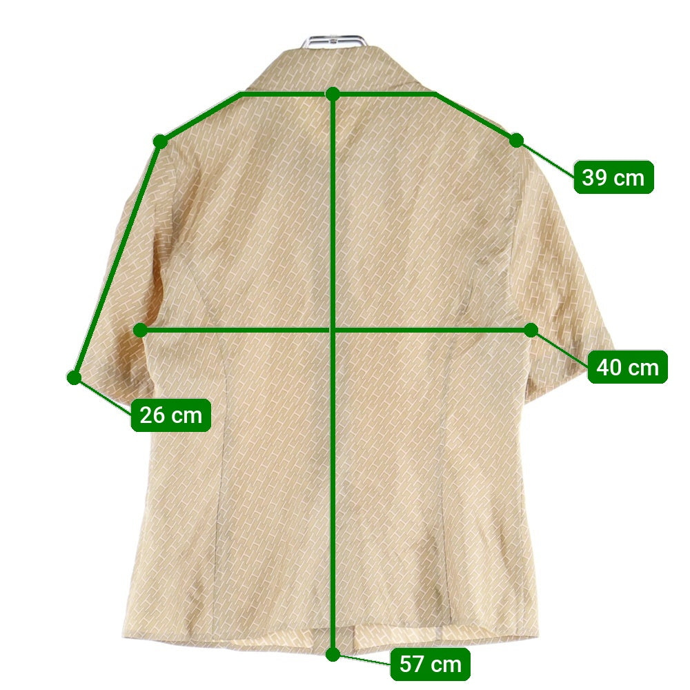 HERMES(エルメス) Hロゴ総柄プリント シルク 半袖シャツ ベージュ レディース