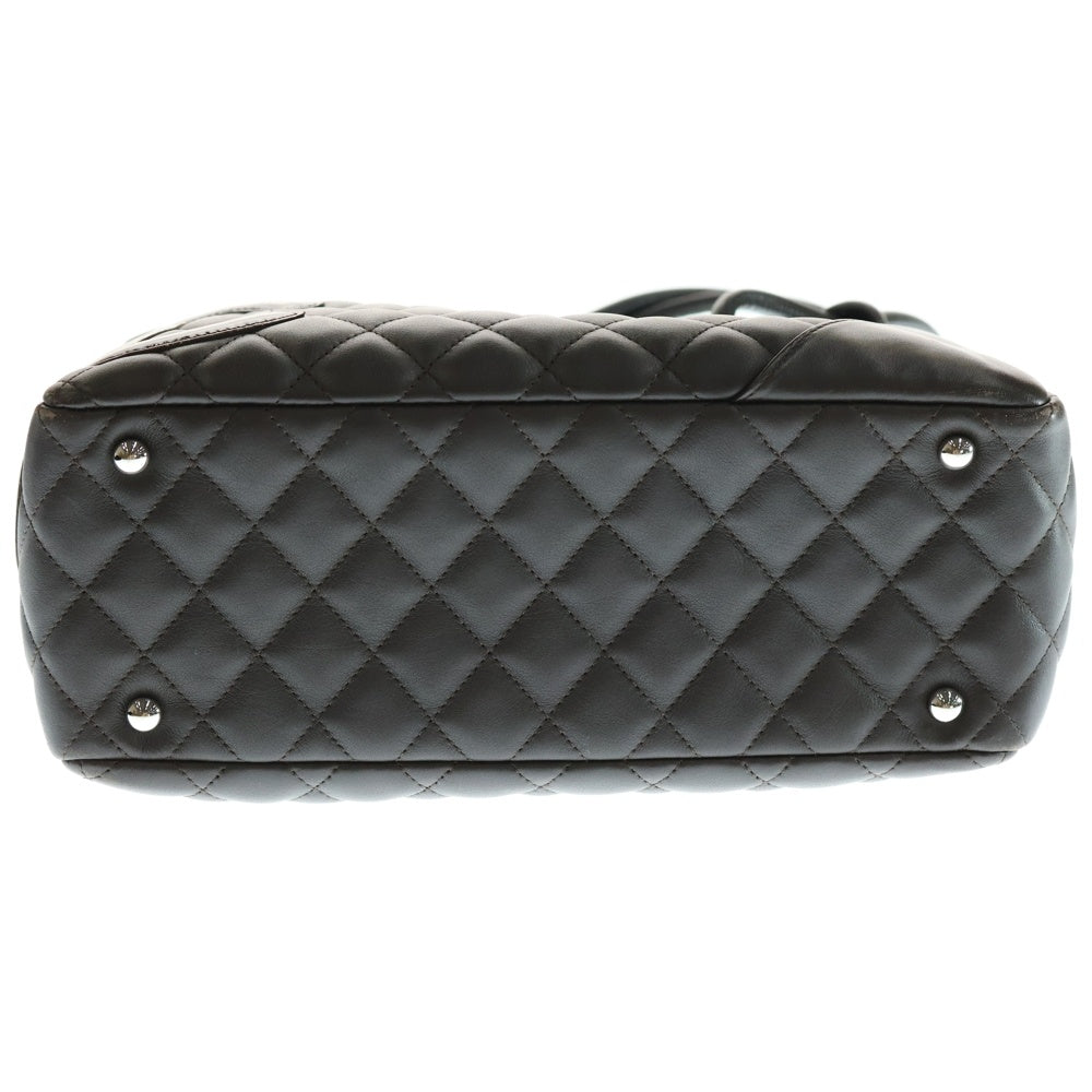 CHANEL(シャネル) カンボンライン ハンドバッグ ブラウン ラムスキン シルバー金具