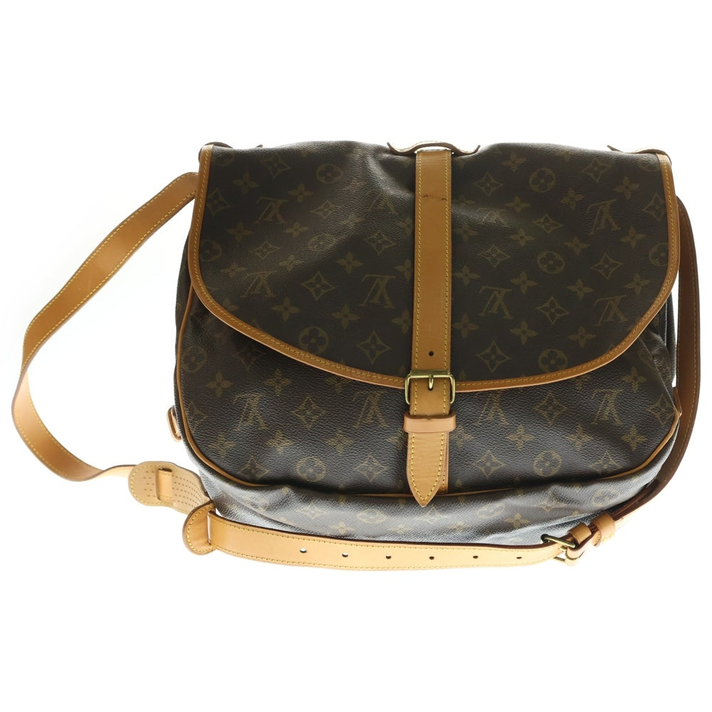 LOUIS VUITTON(ルイヴィトン) ソミュール35 モノグラム PVC レザー ショルダーバッグ ゴールド金具 ブラウン M42254