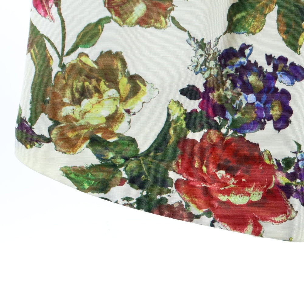 NO BRAND(ノーブランド) ノースリーブ 花柄 フラワーワンピース アイボリー×マルチカラー