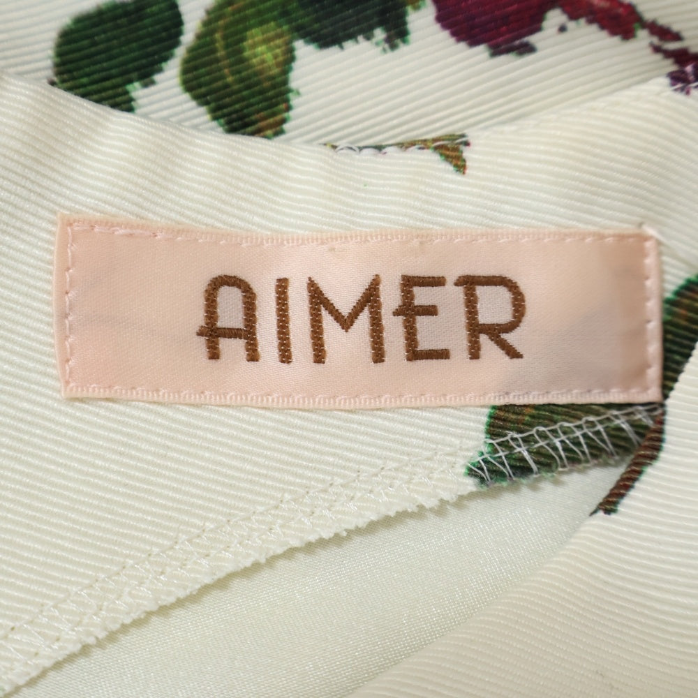 NO BRAND(ノーブランド) ノースリーブ 花柄 フラワーワンピース アイボリー×マルチカラー