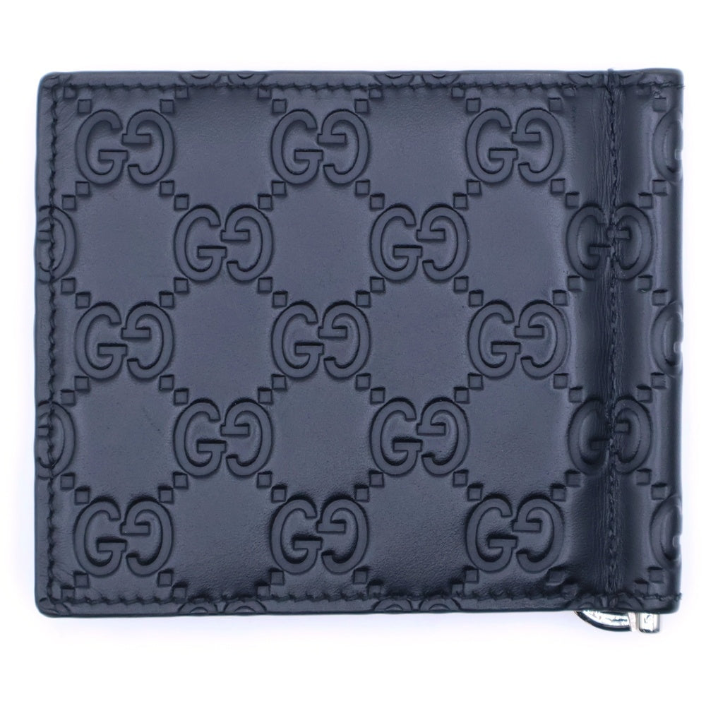 GUCCI(グッチ) グッチシマ GGエンボス レザーマネークリップ カードケース ブラック 170580