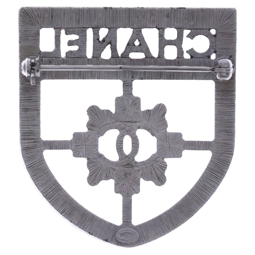 CHANEL(シャネル) ココマーク ラインストーン クレスト ブローチ ピンバッジ シルバー