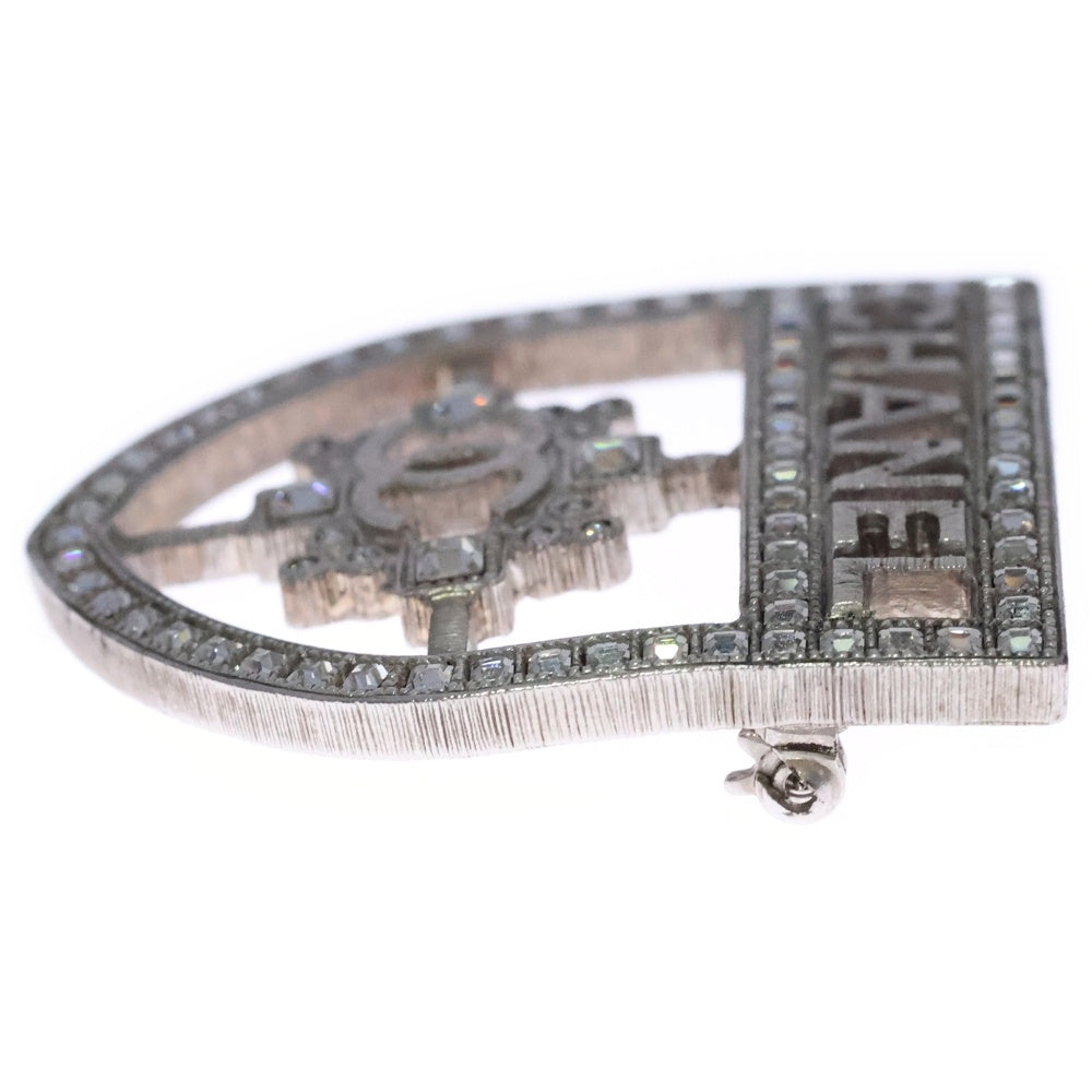 CHANEL(シャネル) ココマーク ラインストーン クレスト ブローチ ピンバッジ シルバー