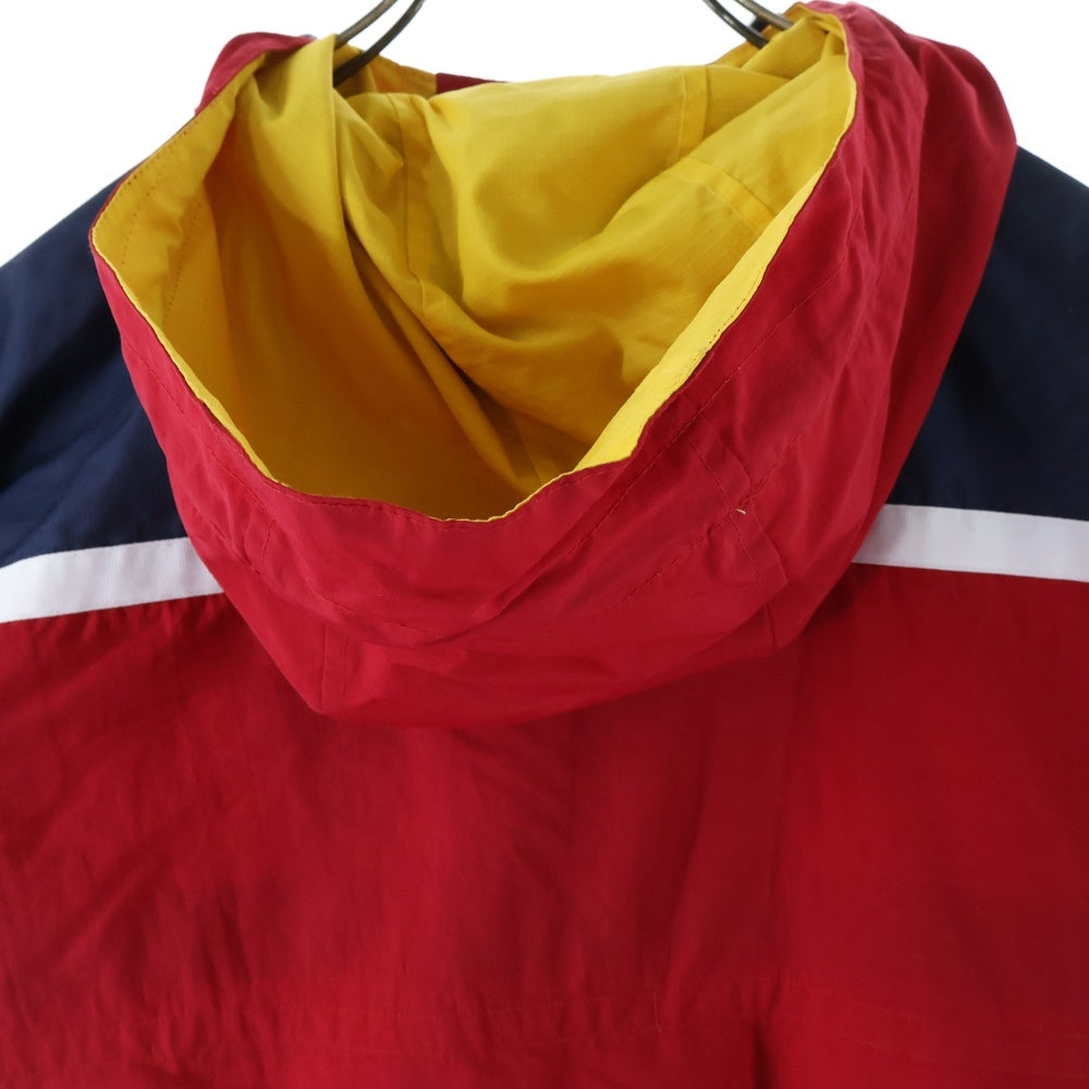 TOMMY HILFIGER(トミーヒルフィガー) ラバーワッペンロゴ ナイロン アノラックパーカー レッド/ネイビー 0500583-5036