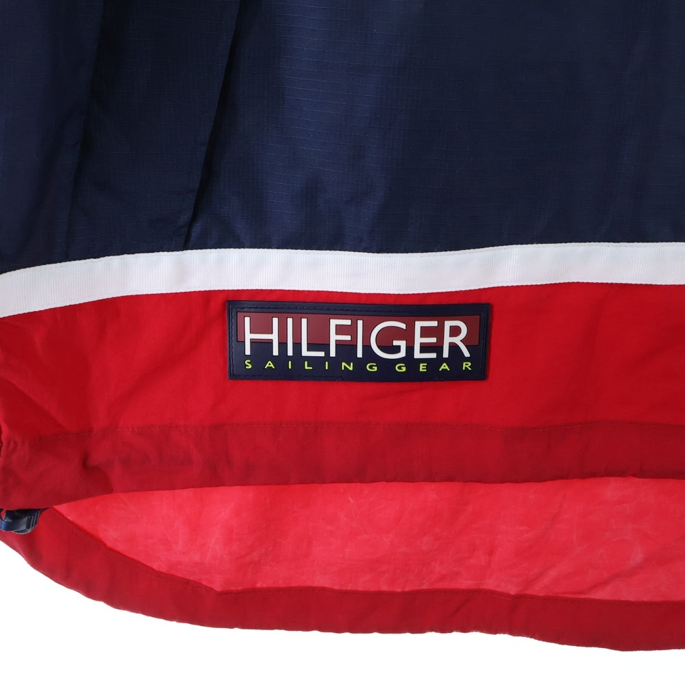 TOMMY HILFIGER(トミーヒルフィガー) ラバーワッペンロゴ ナイロン アノラックパーカー レッド/ネイビー 0500583-5036