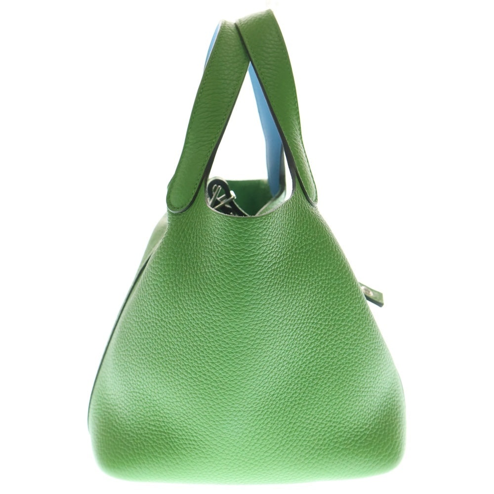 HERMES(エルメス) ピコタンロック エクラ トリヨンクレマンス レザーハンドバッグ ヴェールユッカ/セレスト グリーン/ブルー SV金具 W刻印