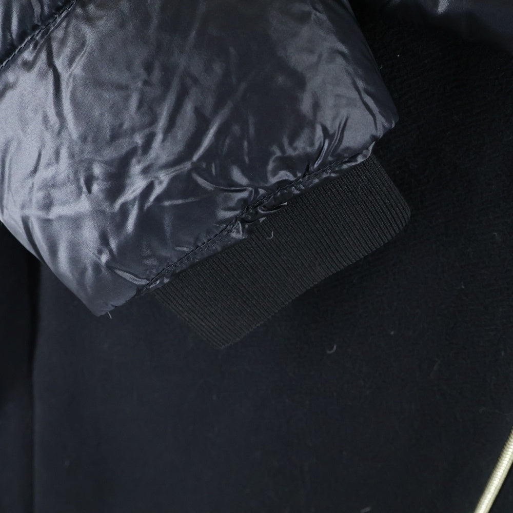 HERNO(ヘルノ) レイヤードデザイン ウール切り替え ジップアップ ダウン ロング ジャケット ブラック レディース