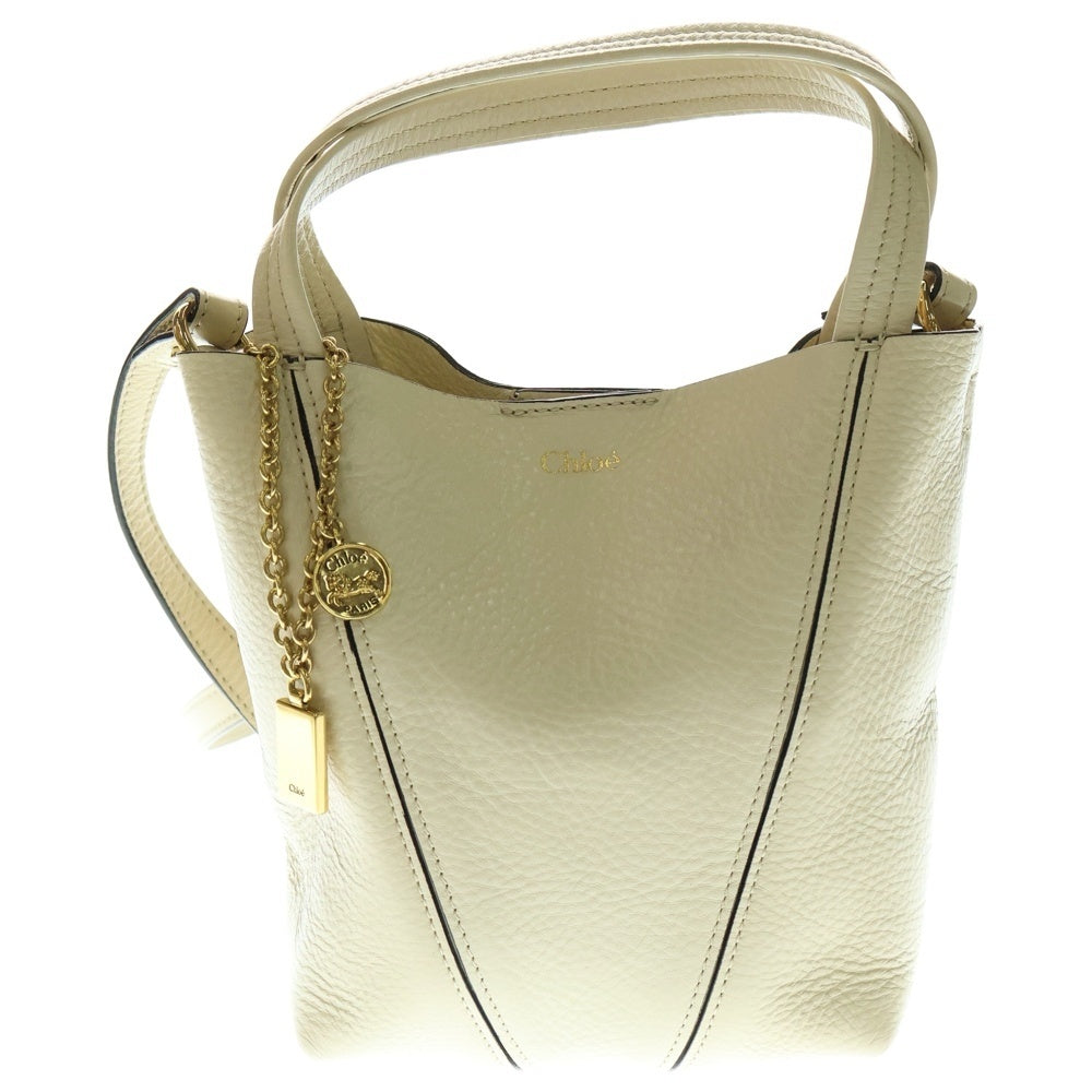 Chloe(クロエ) Spin スピン スモール レザー 2WAY ハンド ショルダーバッグ ゴールド金具 ベージュ