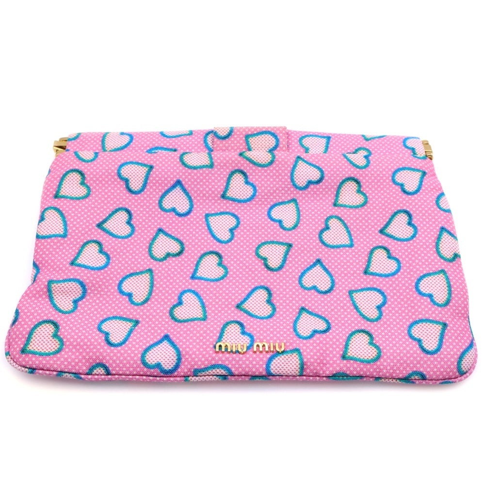 miumiu(ミュウミュウ) ハートモチーフ ポーチ ケース クラッチバッグ セカンドバッグ ピンク ゴールド金具