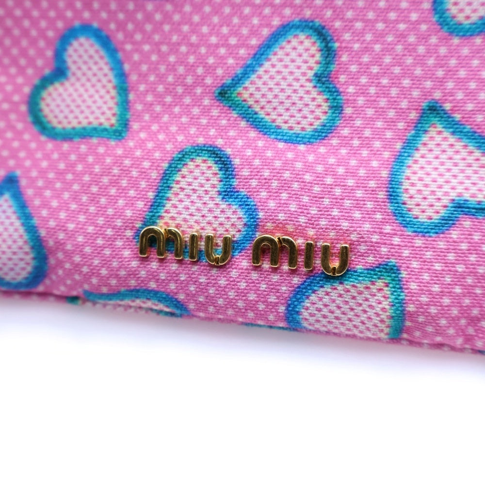 miumiu(ミュウミュウ) ハートモチーフ ポーチ ケース クラッチバッグ セカンドバッグ ピンク ゴールド金具