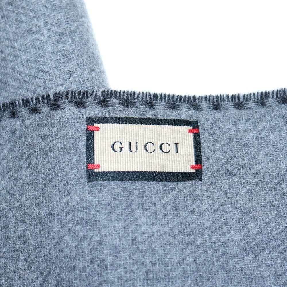 GUCCI(グッチ) インターロッキングG マフラー ブラック×グレー ウール×カシミヤ 715497