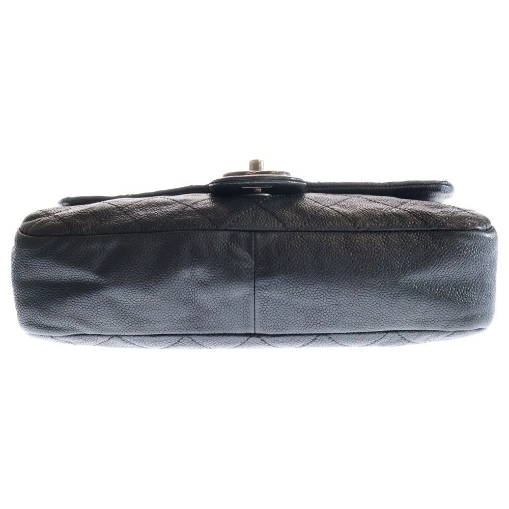 CHANEL(シャネル) マトラッセ シングルフラップ ダブルチェーン ショルダーバッグ キャビアスキン ブラック シルバー金具