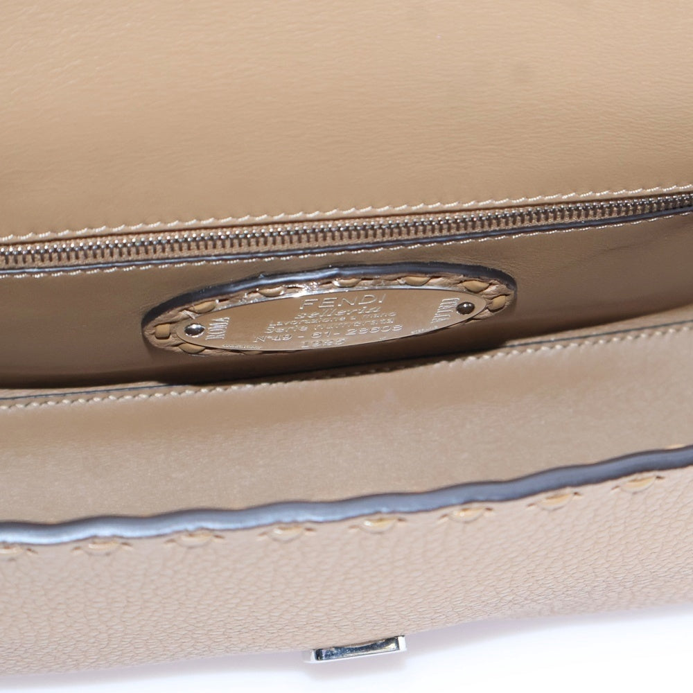 FENDI(フェンディ) マンマバケット セレリア 2WAY レザーハンドバッグ ショルダーバッグ ベージュ 8BR600