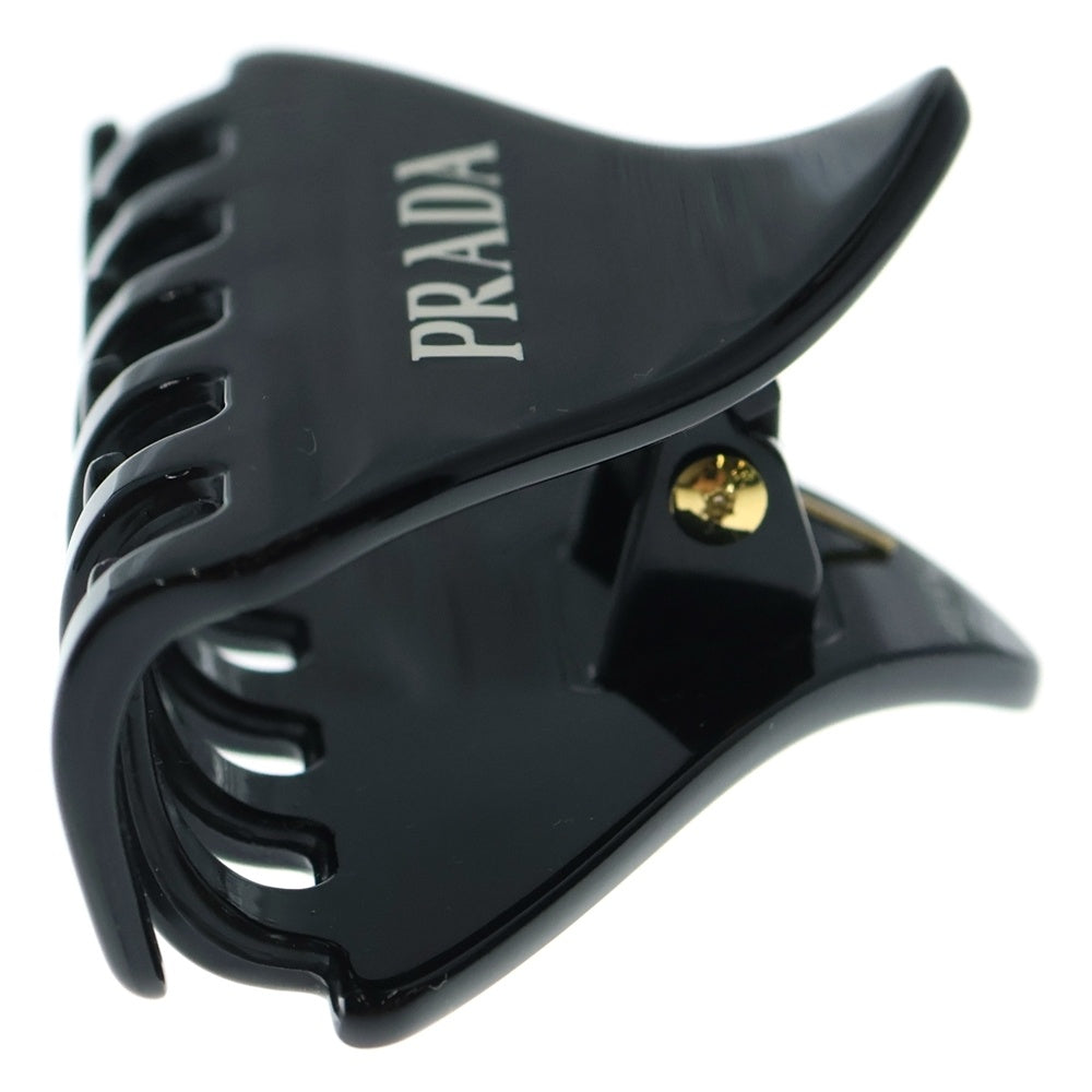 PRADA(プラダ) プレックス ロゴ トライアングル ヘアクリップ バレッタ ブラック 1IF109