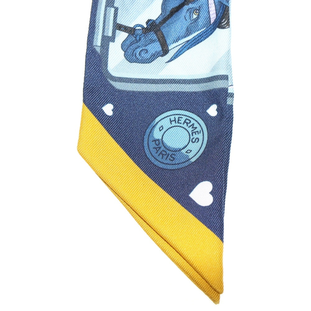 HERMES(エルメス) ツイリー HERMES STORY エルメスストーリー 総柄プリント シルクスカーフ ネイビー