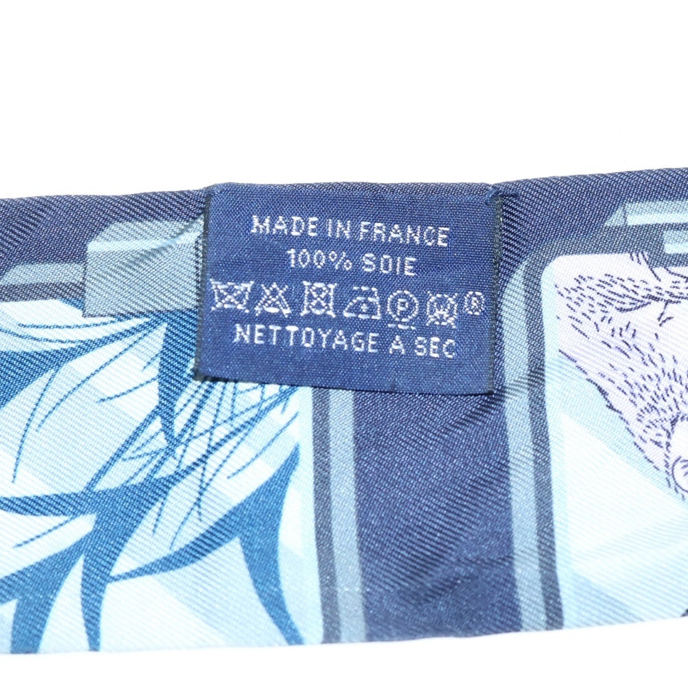 HERMES(エルメス) ツイリー HERMES STORY エルメスストーリー 総柄プリント シルクスカーフ ネイビー