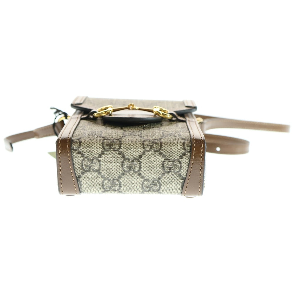 GUCCI(グッチ) GGスプリーム ホースビット ミニ ショルダーバッグ ポシェット ブラウン PVC×レザー