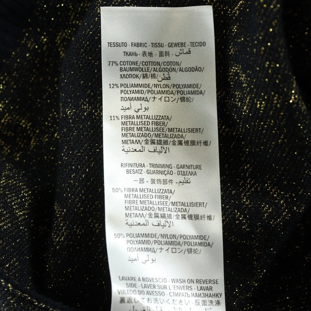 GUCCI(グッチ) GGコットンラメ ニット 半袖Tシャツ ネイビー×ゴールド 526759