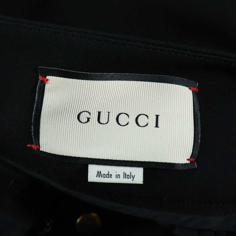 GUCCI(グッチ) GGマーモント バックル ビスコース セミフレア スラックスパンツ トラウザーズ ブラック/ゴールド レディース 462569