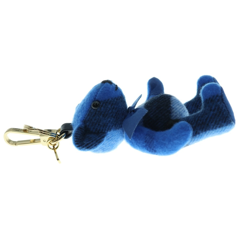 BURBERRY(バーバリー) トーマスベア チャーム ノバチェック柄 テディ キーリング キーホルダー ゴールド金具 ブルー