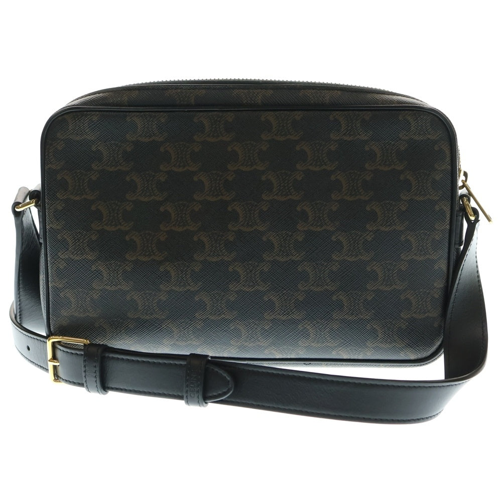 CELINE(セリーヌ) トリオンフ ロゴ PVC レザー ミディアム メッセンジャー ショルダーバッグ ゴールド金具 ブラウン/ブラック 19450 2CIM 38OG