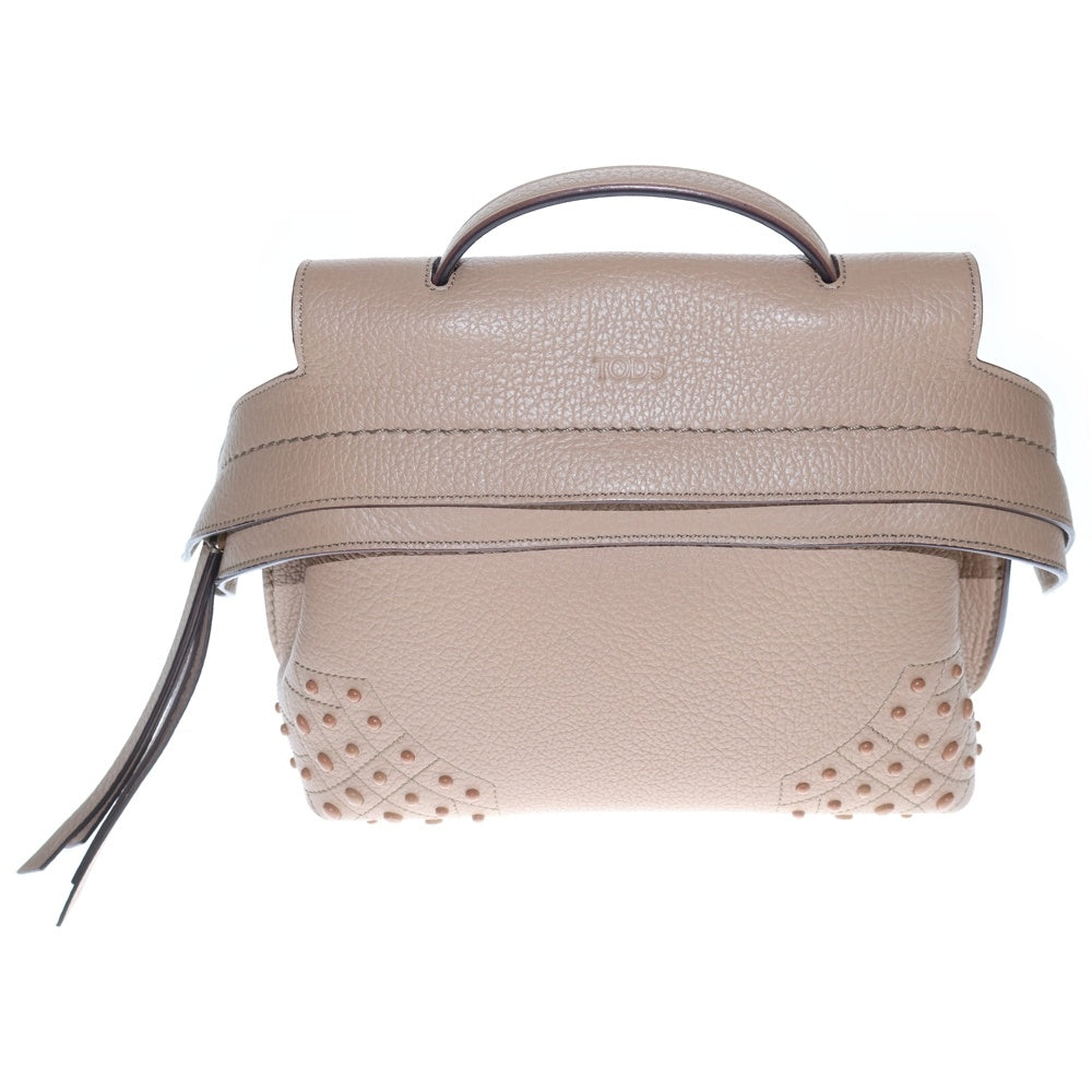 TOD'S(トッズ) WAVE ウェーブ 2WAY レザーショルダーバッグ ハンドバッグ ベージュ
