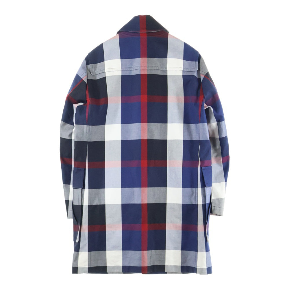 BURBERRY BLACK LABEL(バーバリー ブラックレーベル) チェック総柄 トグルボタン ダッフル コート ネイビー/レッド 51F06-305-26