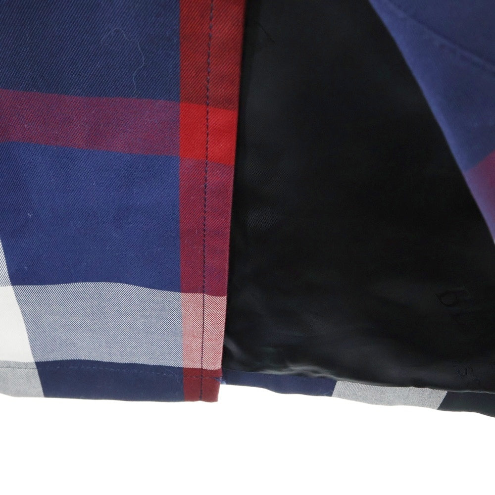 BURBERRY BLACK LABEL(バーバリー ブラックレーベル) チェック総柄 トグルボタン ダッフル コート ネイビー/レッド 51F06-305-26