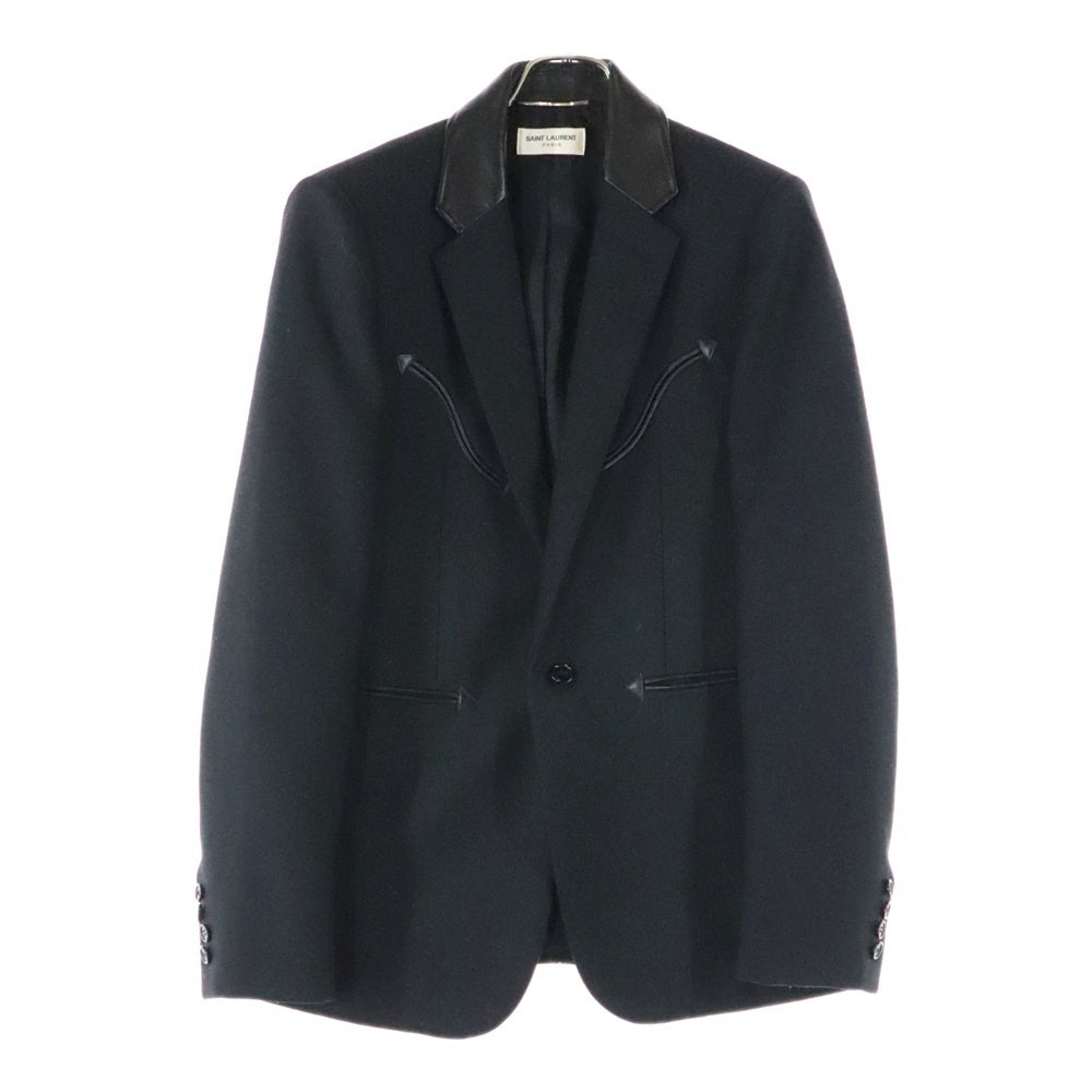 SAINT LAURENT PARIS(サンローランパリ) 18AW レザー ラペル ウエスタンポケット ウール 1B テーラードジャケット ブラック 559562