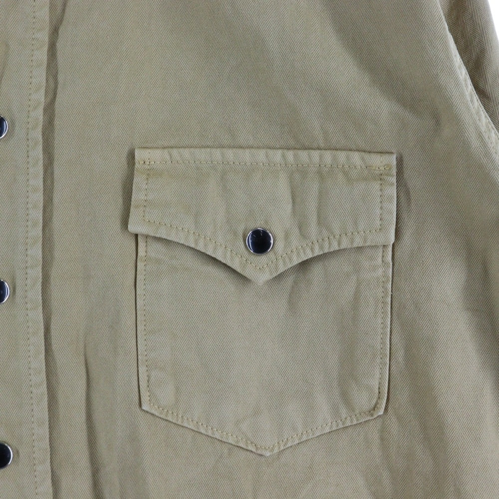 SAINT LAURENT PARIS(サンローランパリ) 20SS ウエスタン スナップボタン コットン 長袖シャツ ベージュ 597059