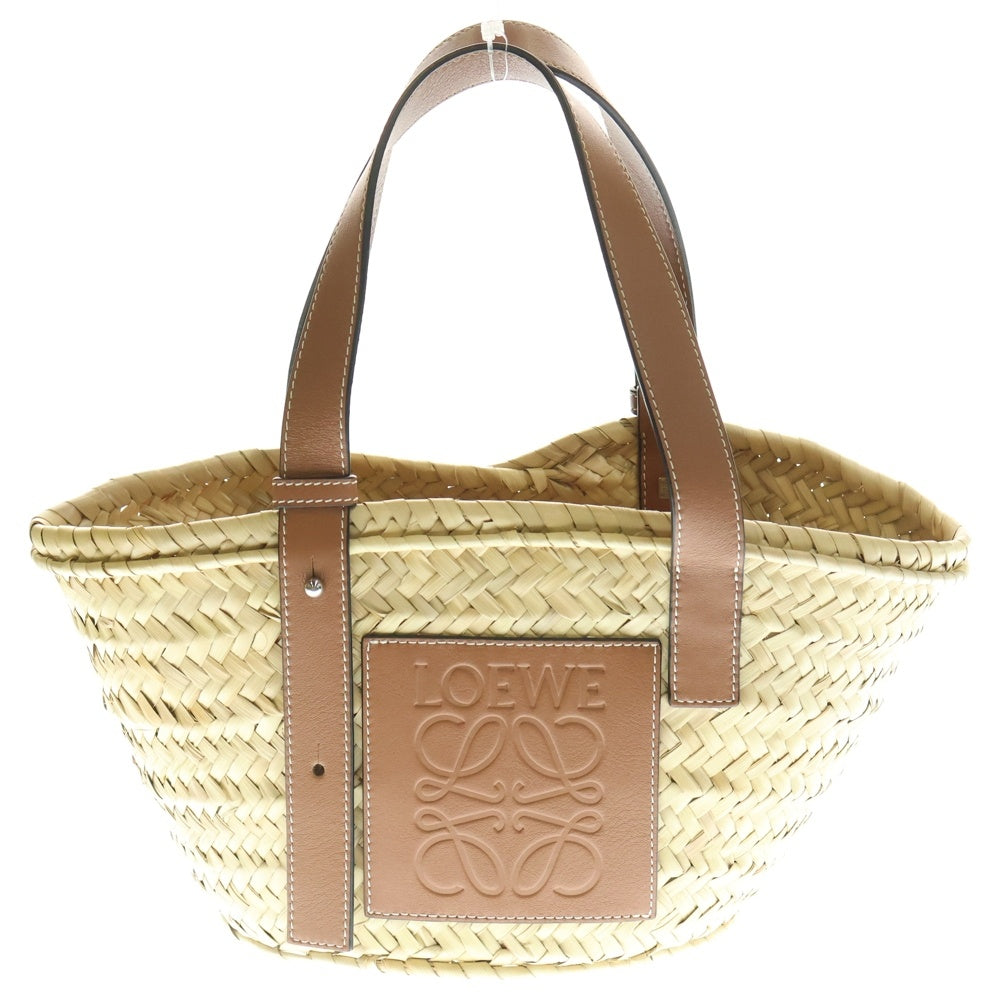LOEWE(ロエベ) アナグラム バスケットバッグ カゴバッグ ハンドバッグ スモール ラフィア×レザー ブラウン×ベージュ