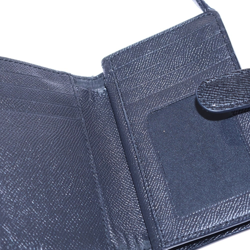 COACH(コーチ) コンパクトウォレット 二つ折り財布 カードケース ブラック レザー ゴールド金具