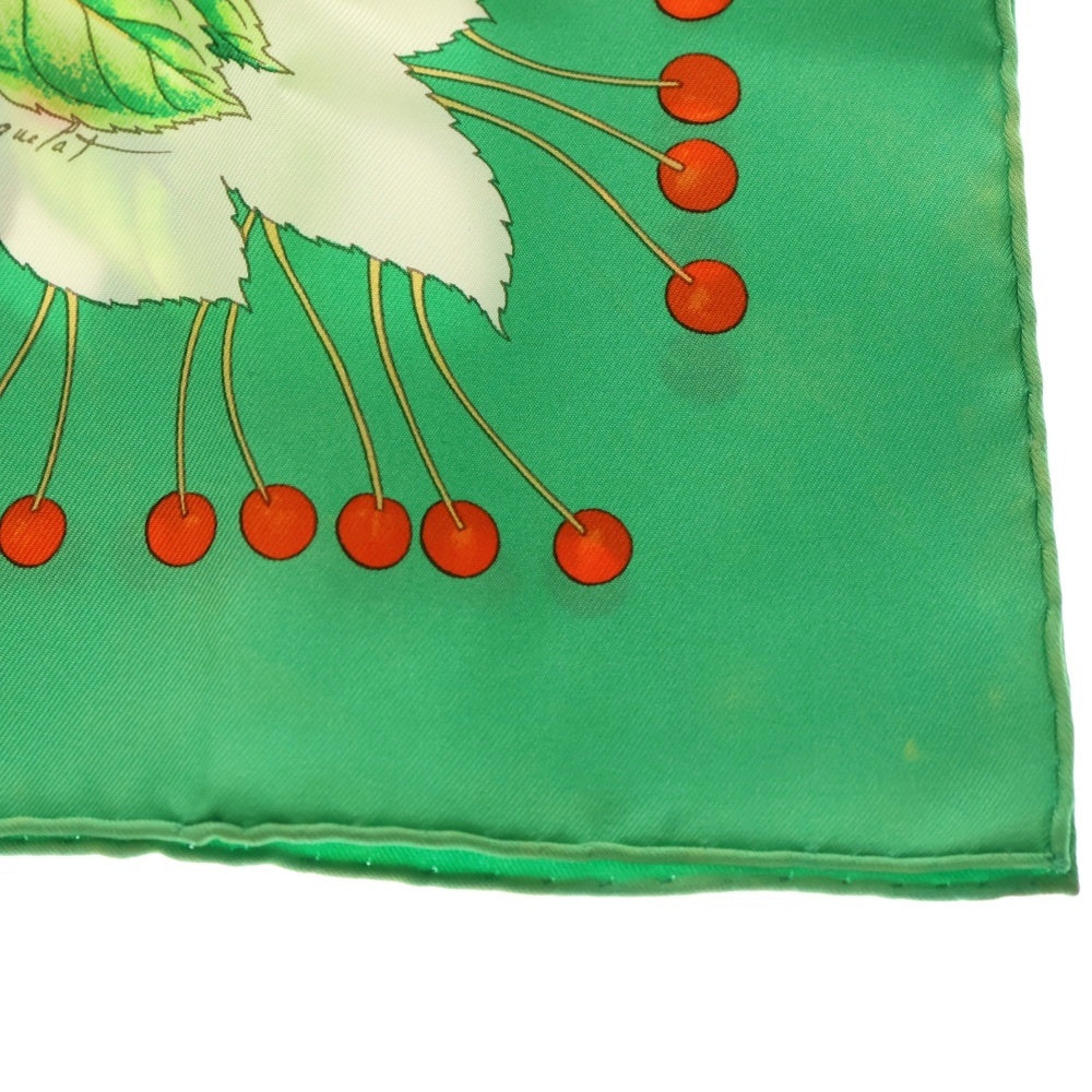 HERMES(エルメス) カレ90 Les merises リーフ シルクスカーフ グリーン