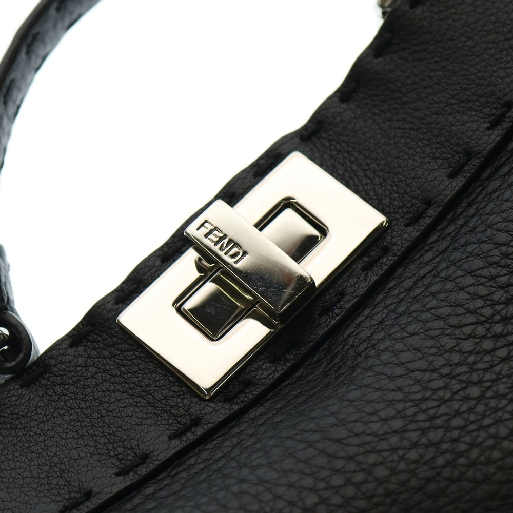 FENDI(フェンディ) セレリア ピーカブー ミニ レザー 2WAY ハンド ショルダーバッグ シルバー金具 ブラック 8BN244
