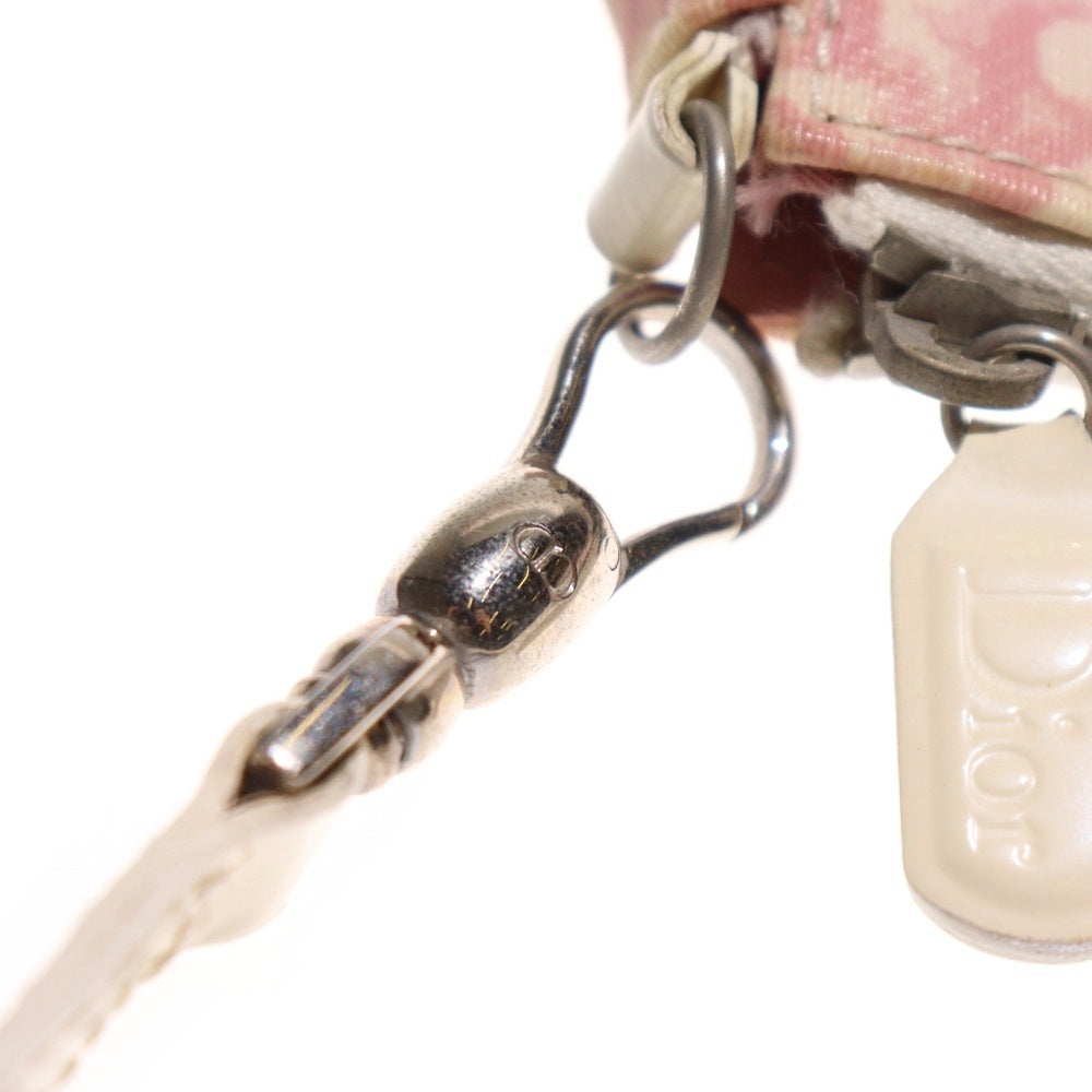 Christian Dior(クリスチャンディオール) トロッター PVCレザー切替サドルバッグ ハンドバッグ ピンク/ホワイト