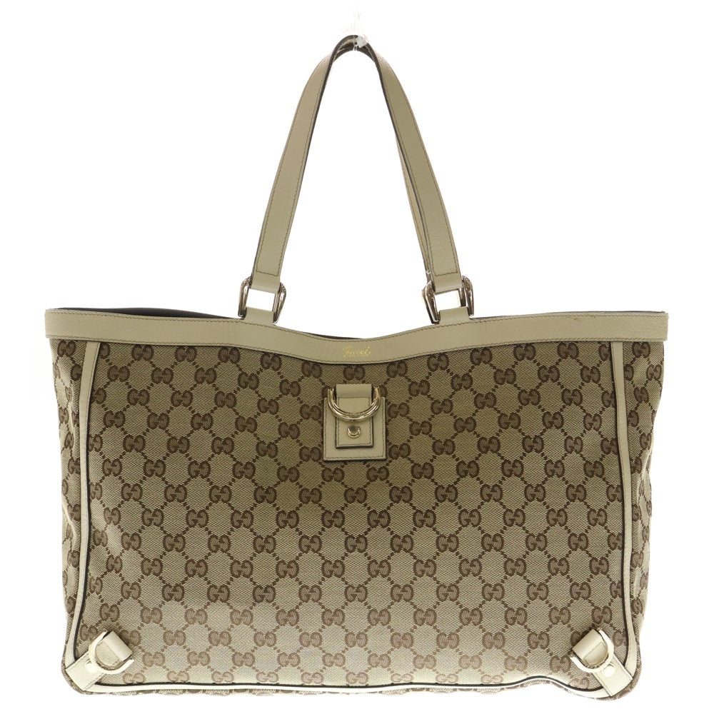 GUCCI(グッチ) GGキャンバス アビー レザー切替トートバッグ ベージュ/アイボリー 141472