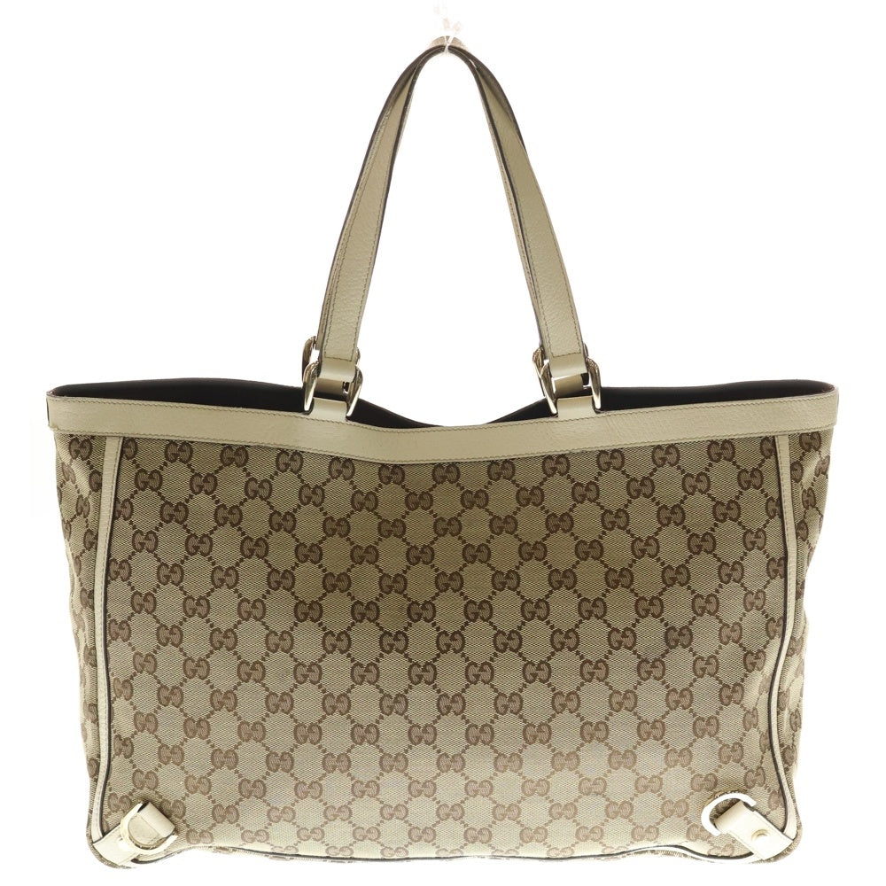 GUCCI(グッチ) GGキャンバス アビー レザー切替トートバッグ ベージュ/アイボリー 141472