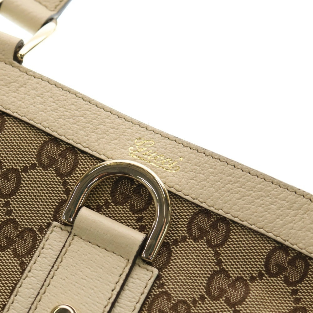 GUCCI(グッチ) GGキャンバス アビー レザー切替トートバッグ ベージュ/アイボリー 141472