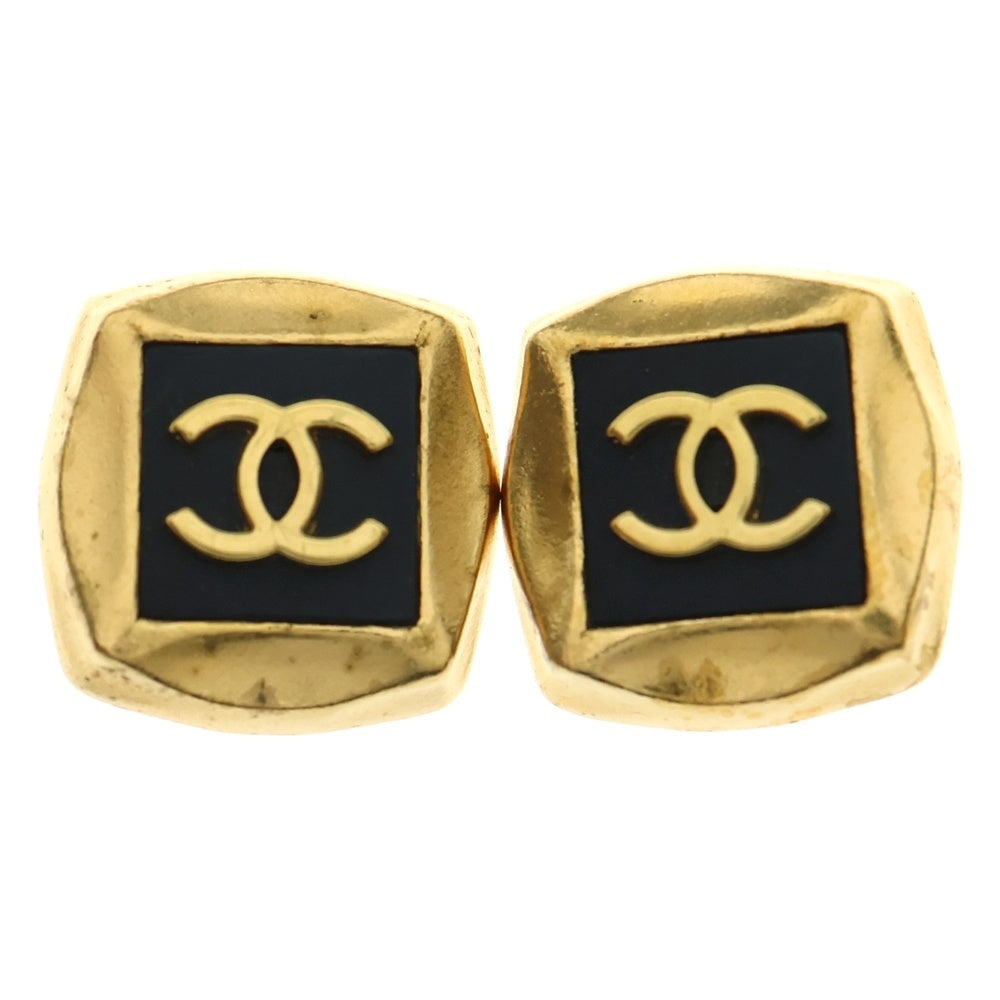 CHANEL(シャネル) ココマーク スクエアイヤリング ゴールド×ブラック GP