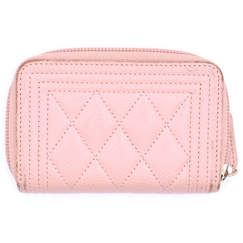 CHANEL(シャネル) ボーイシャネル コインケース 財布 ピンク キャビアスキン ゴールド金具 A80602 レディース