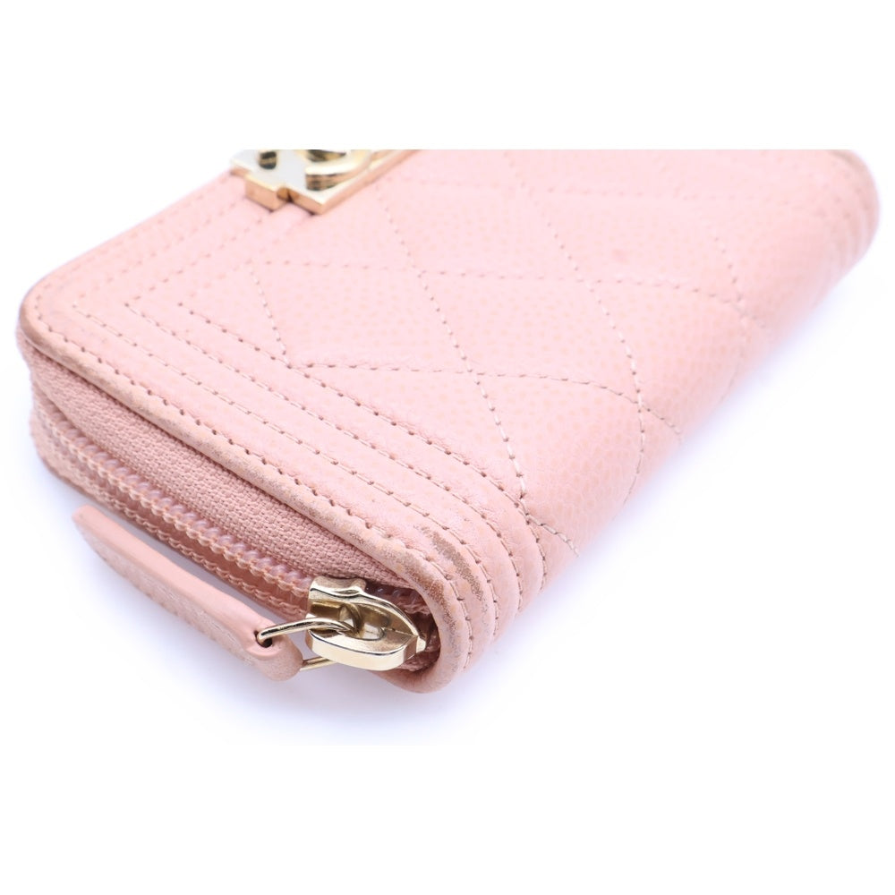 CHANEL(シャネル) ボーイシャネル コインケース 財布 ピンク キャビアスキン ゴールド金具 A80602 レディース