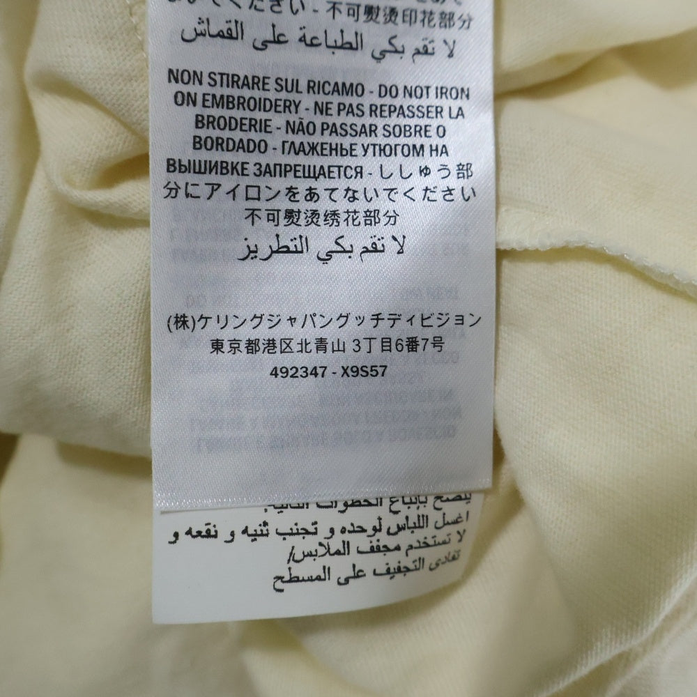 GUCCI(グッチ) SPIRITISMO ビーズ刺繍 ヴィンテージロゴプリント クルーネック 半袖Tシャツ カットソー イエロー 492347 レディース