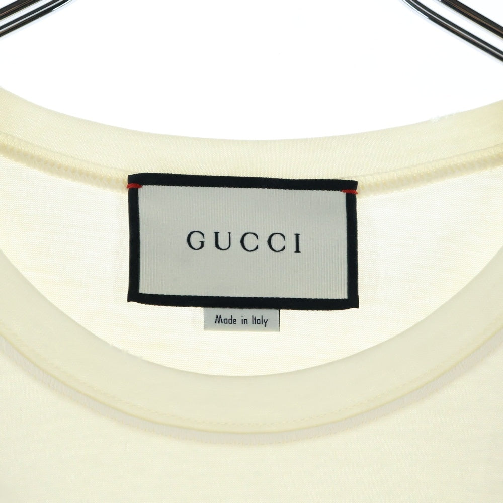 GUCCI(グッチ) ヴィンテージロゴ スネーク フラワー プリント クルーネック 半袖Tシャツ カットソー イエロー 492347