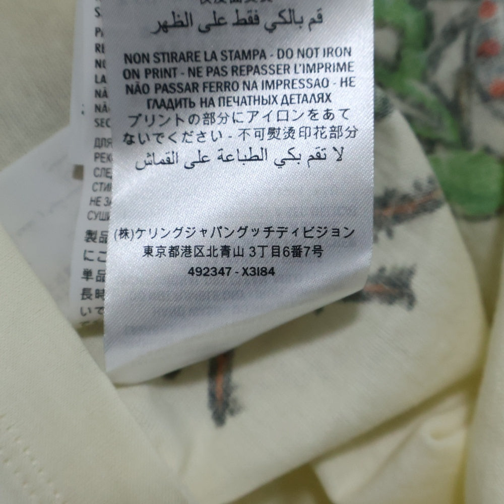 GUCCI(グッチ) ヴィンテージロゴ スネーク フラワー プリント クルーネック 半袖Tシャツ カットソー イエロー 492347