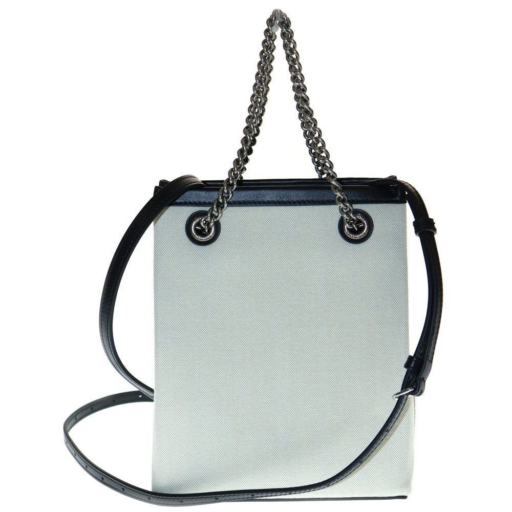 BALENCIAGA(バレンシアガ) デューティフリー フォンホルダー 2WAYバッグ ミニトートバッグ ハンドバッグ ショルダーバッグ ブラック×アイボリー キャンバス×レザー シルバー金具 761303