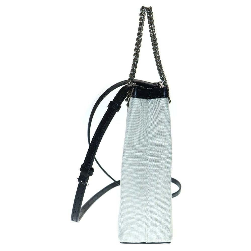 BALENCIAGA(バレンシアガ) デューティフリー フォンホルダー 2WAYバッグ ミニトートバッグ ハンドバッグ ショルダーバッグ ブラック×アイボリー キャンバス×レザー シルバー金具 761303